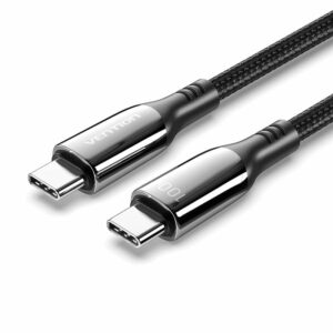 Vention - Câble USB 2.0 C mâle vers C mâle 5 A en coton tressé, type alliage de zinc (2m)