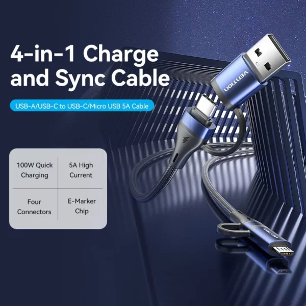 Vention - Câble tressé USB 2.0 4 en 1 (1,5m) – Image 3