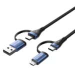 Photo câble Vention tressé USB 2.0 4 en 1 avec connecteurs multiples