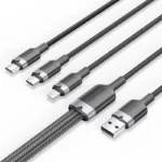 Vention - Câble USB 2.0 tressé 3 en 1 USB-C, Lightning et Micro-B mâle (Noir)