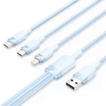 Vention - Câble USB 2.0 tressé 3 en 1 USB-C, Lightning et Micro-B mâle (Bleu)