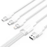 Vention - Câble USB 2.0 tressé 3 en 1 USB-C, Lightning et Micro-B mâle (Blanc)