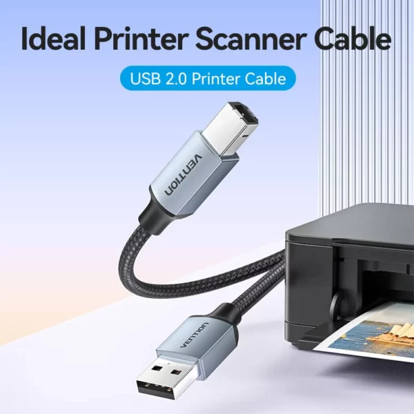 Vention - Câble imprimante tressé USB type A mâle vers type B mâle (1m) – Image 4