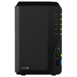 Serveur NAS Synology compact pour stockage en réseau sécurisé et accès à distance.