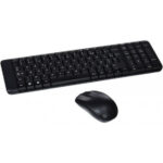Ensemble clavier et souris sans fil Logitech MK220 avec nano-récepteur USB, design compact et touches silencieuses.