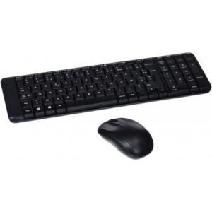 Ensemble clavier et souris sans fil Logitech MK220 avec nano-récepteur USB, design compact et touches silencieuses.