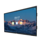 Écran interactif ZKTeco 75 pouces avec caméra intégrée et interface tactile pour réunions et présentations.