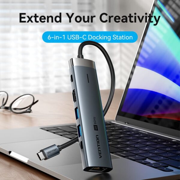 Vention - Hub USB-C 6en 1 avec port RJ45 1Go – Image 4