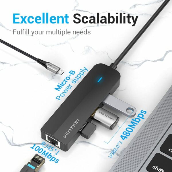 Vention - Hub USB-C 5 en 1 avec port RJ45 – Image 3