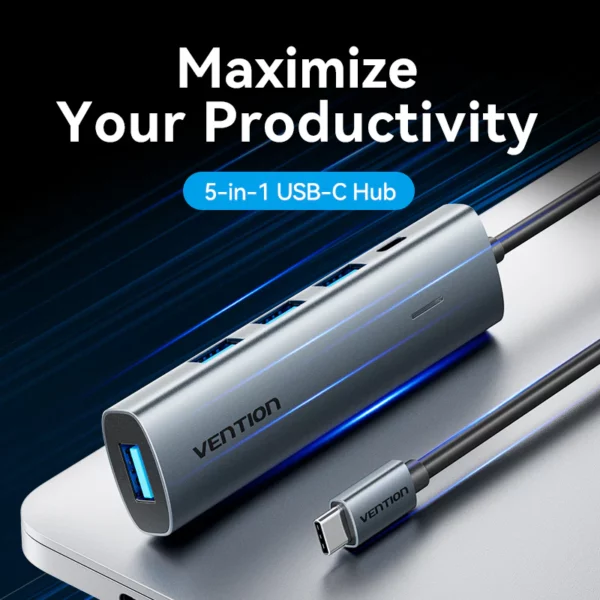 Vention - Hub USB 5 en 1 prise USB-C – Image 4