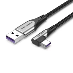 Vention - Câble USB 2.0 C mâle coudé vers C mâle 5 A en alliage d'aluminium (1m)