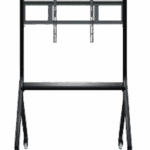 Support mobile ZKTeco pour écran interactif avec roulettes verrouillables pour un transport sécurisé.